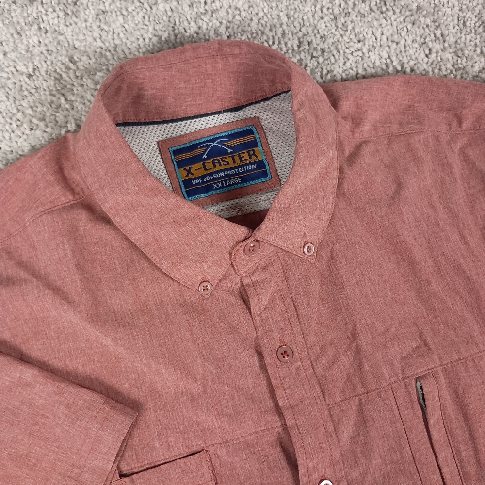 X-Caster UPF 30+Sun Protection Red Short Sleeve Mens XXL‎ Shirt
